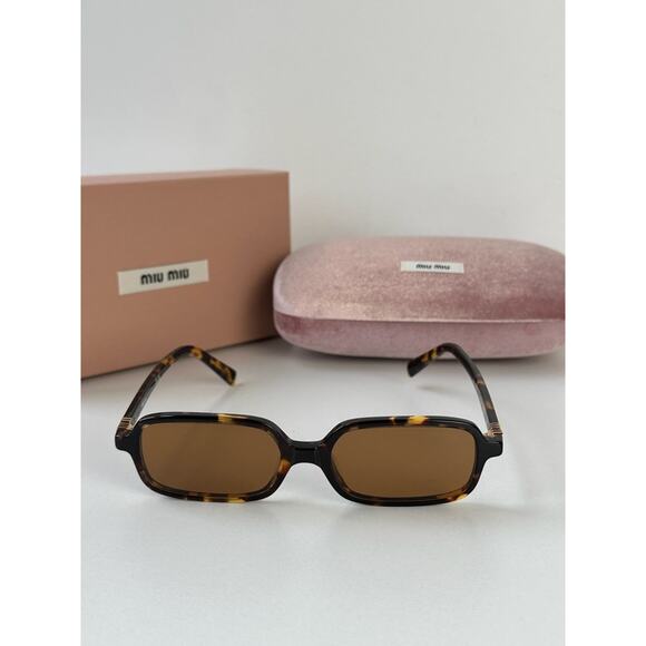 NEW Miu Miu MU11ZSF Regard Brown Havana Sunglasses $505 - Picture 4 of 7
